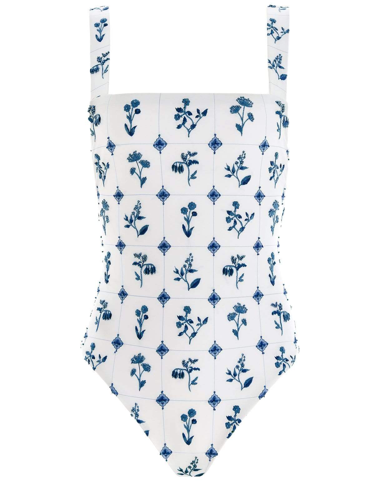 AGUA BY AGUA BENDITA-Cafe Loza Hand Embroidered One-Piece Swimsuit-