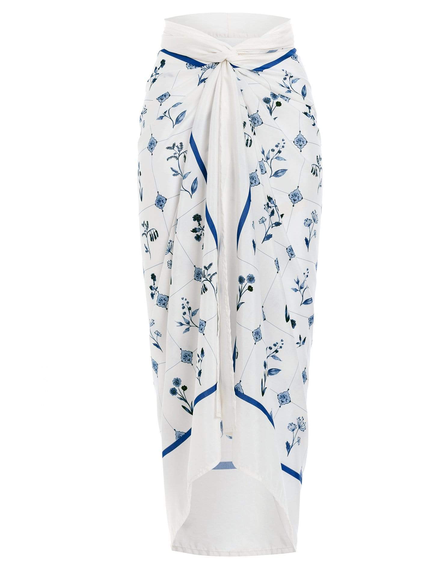 AGUA BY AGUA BENDITA-Lavanda Loza Cotton-Silk Pareo-LOZA WHT
