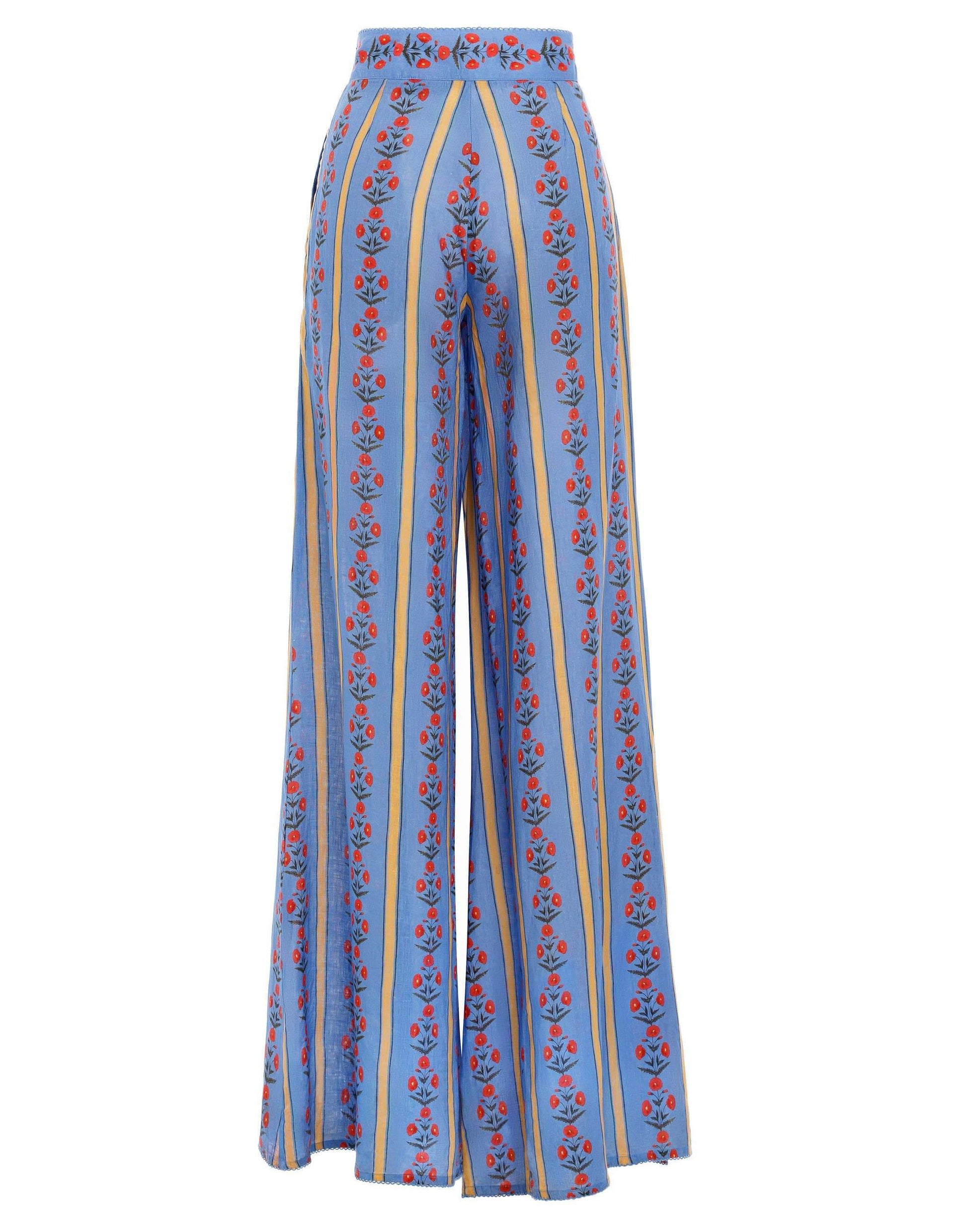 AGUA BY AGUA BENDITA-Azahar Cocora-Print Linen Wide-Leg Pants-