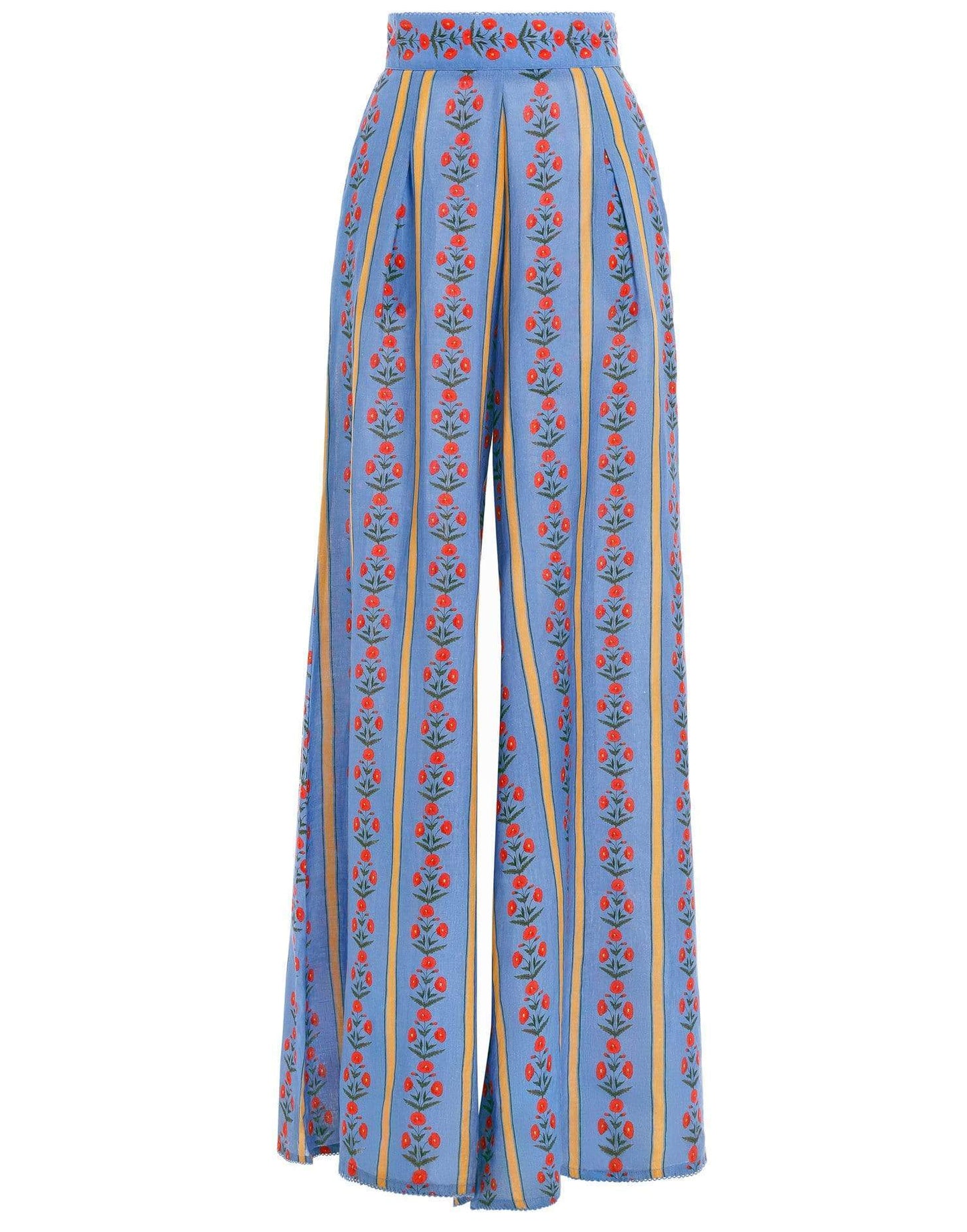 AGUA BY AGUA BENDITA-Azahar Cocora-Print Linen Wide-Leg Pants-