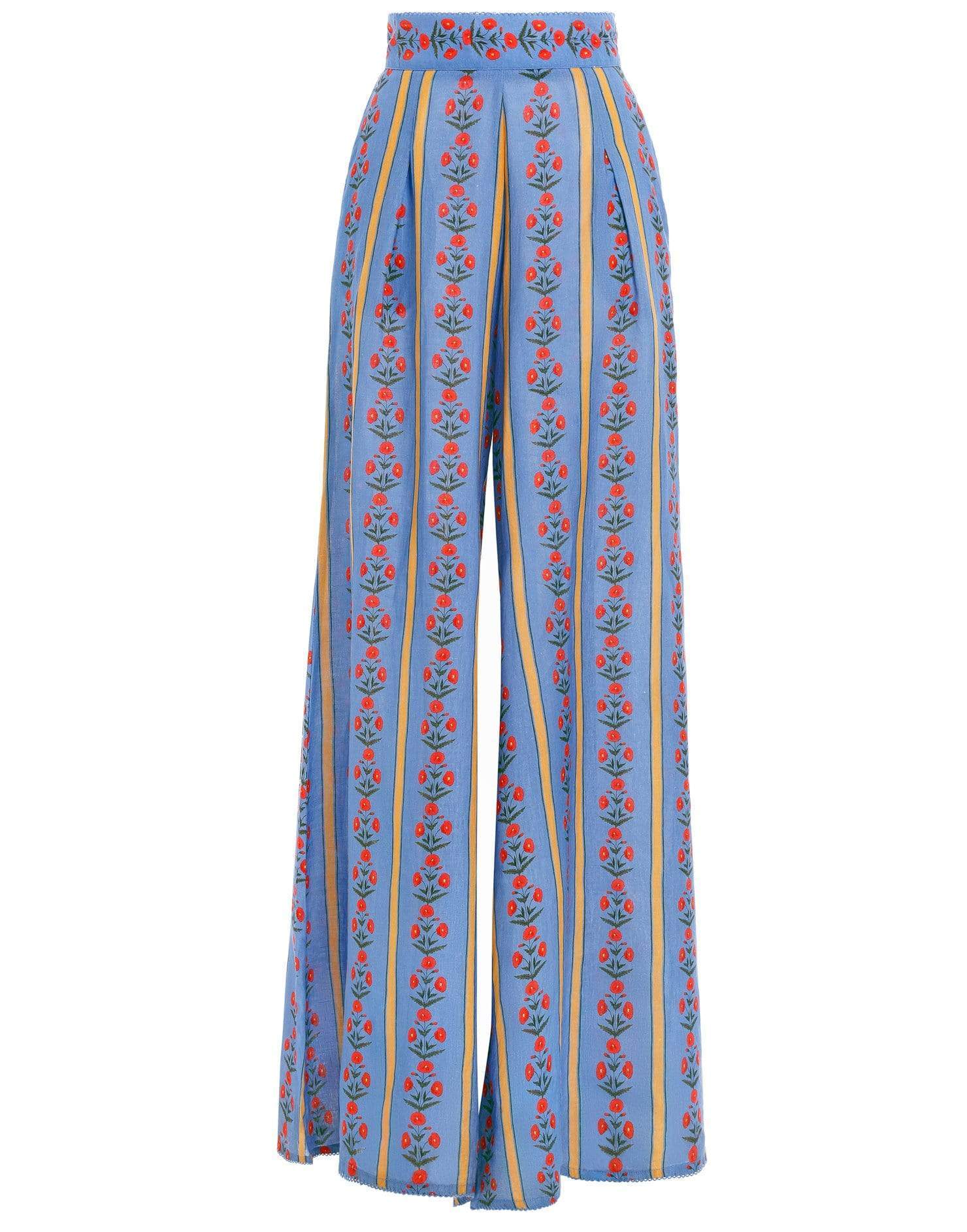 AGUA BY AGUA BENDITA-Azahar Cocora-Print Linen Wide-Leg Pants-