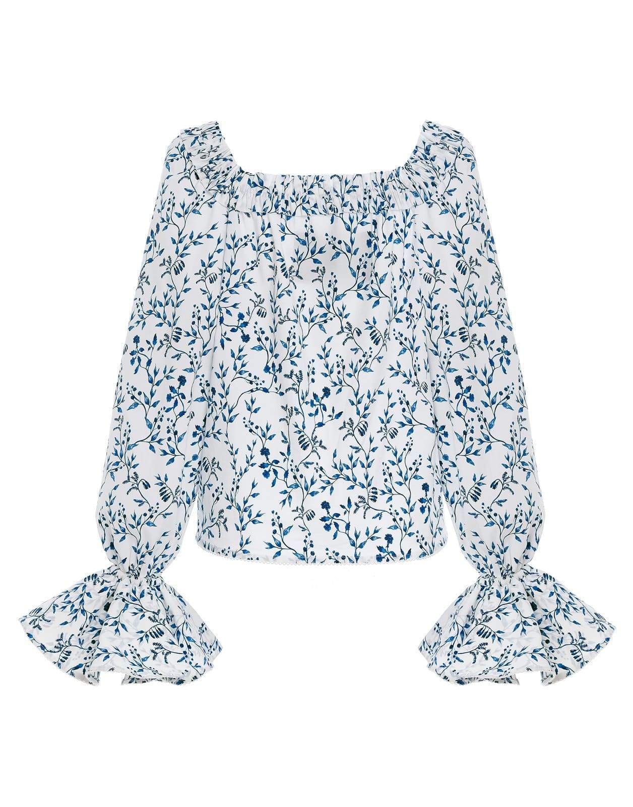 AGUA BY AGUA BENDITA-Pina Off-The-Shoulder Floral Blouse-