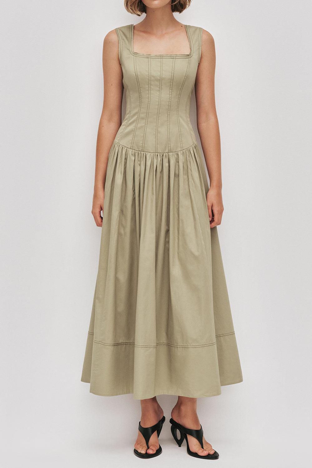 Spirtelle Midi Dress-GREEN-2-CLOTHINGDRESSCASUAL-AJE