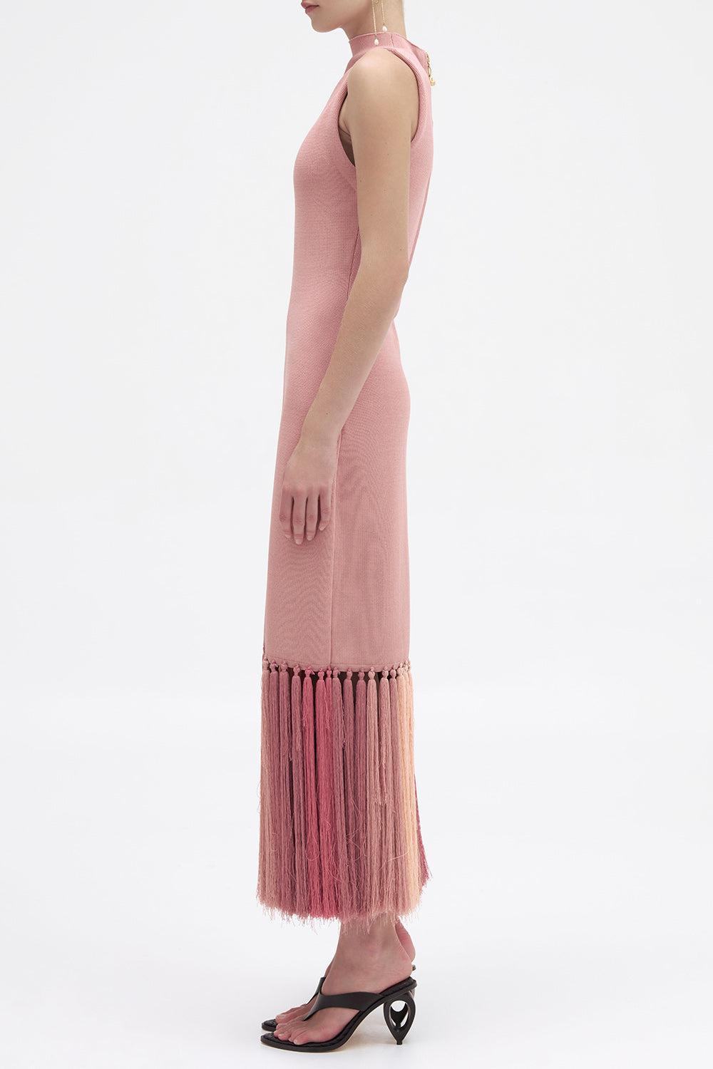 Sofina Tassel Midi Dress-PINK-XS-CLOTHINGDRESSCASUAL-AJE