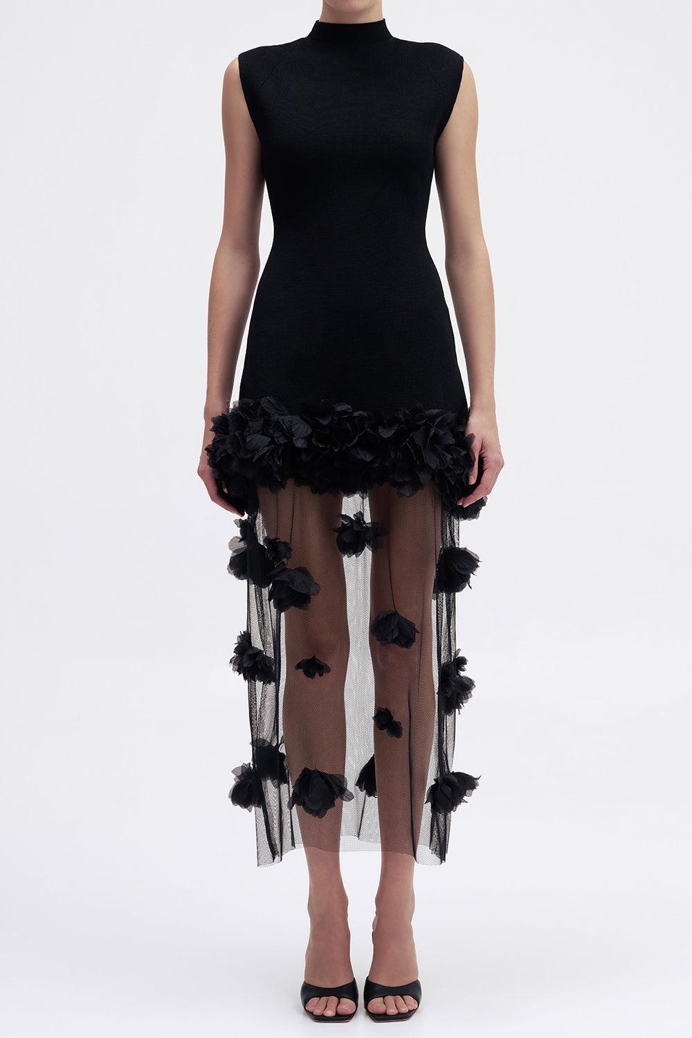 Fleura Midi Dress-BLACK-XS-CLOTHINGDRESSCOCKTAIL-AJE