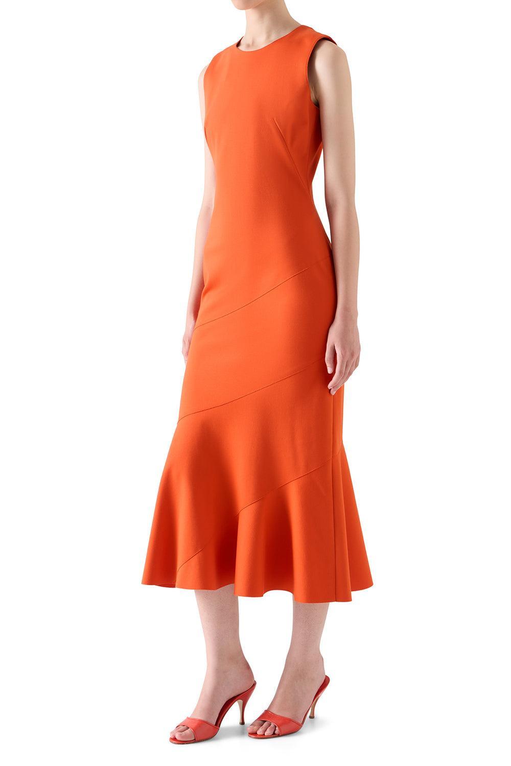 Flared Panel Maxi Dress-ORANGE-4-CLOTHINGDRESSCOCKTAIL-AKRIS PUNTO