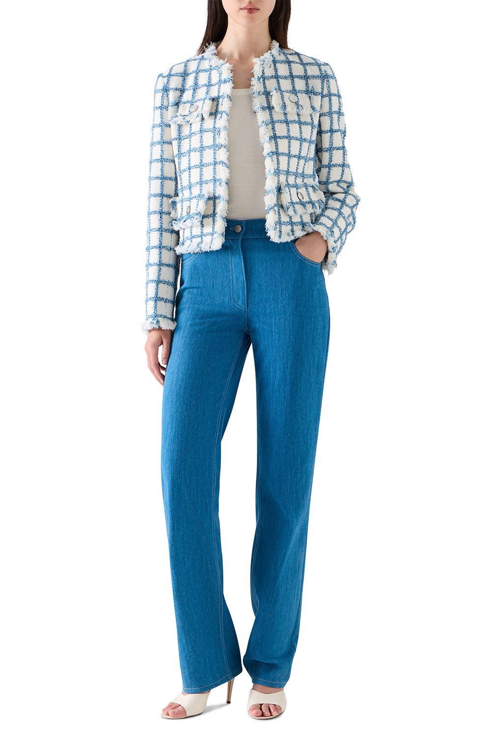 Frayed Windowpane Tweed Jacket-NOVELTY-4-CLOTHINGJACKETCASUAL-AKRIS PUNTO