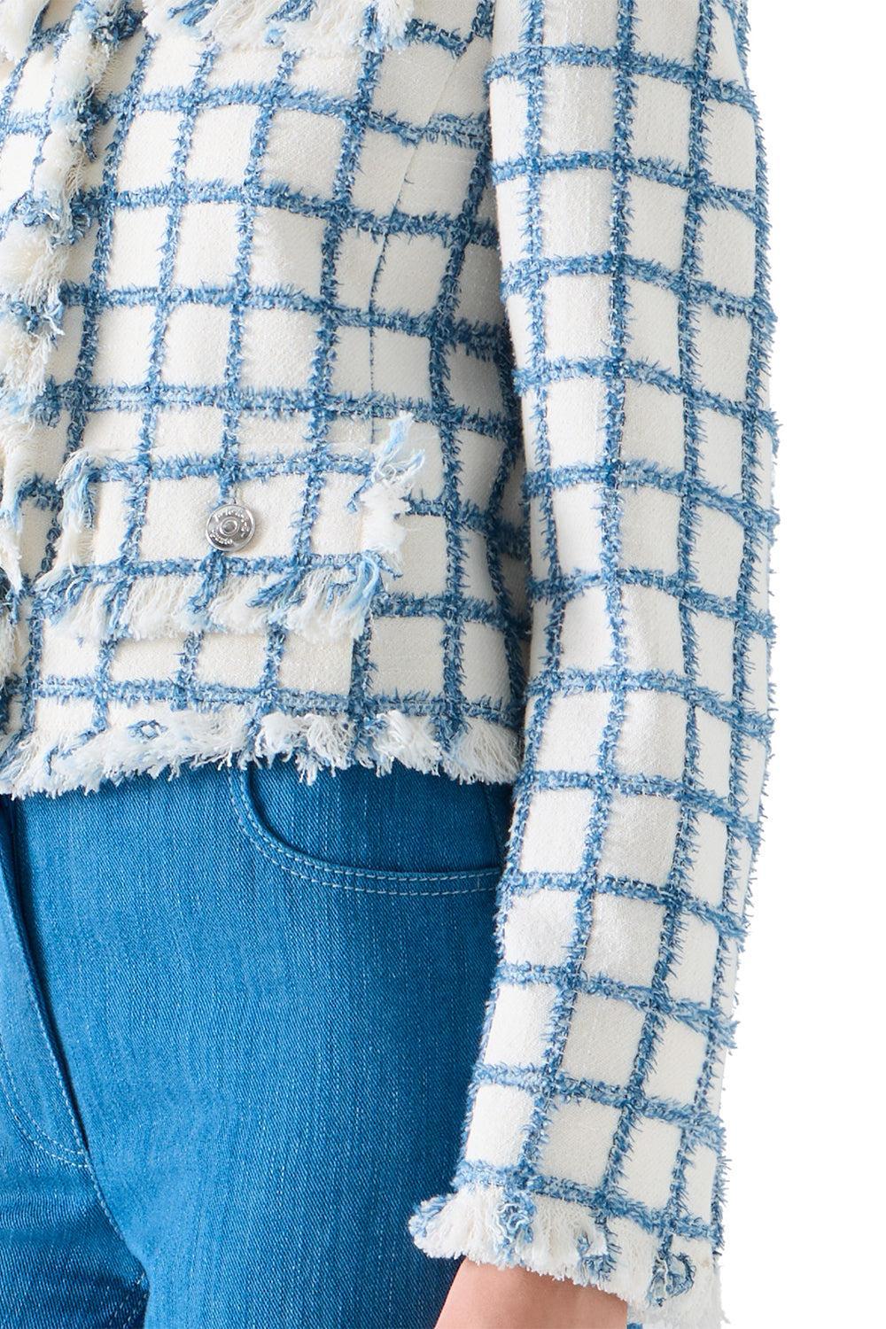 Frayed Windowpane Tweed Jacket-NOVELTY-4-CLOTHINGJACKETCASUAL-AKRIS PUNTO