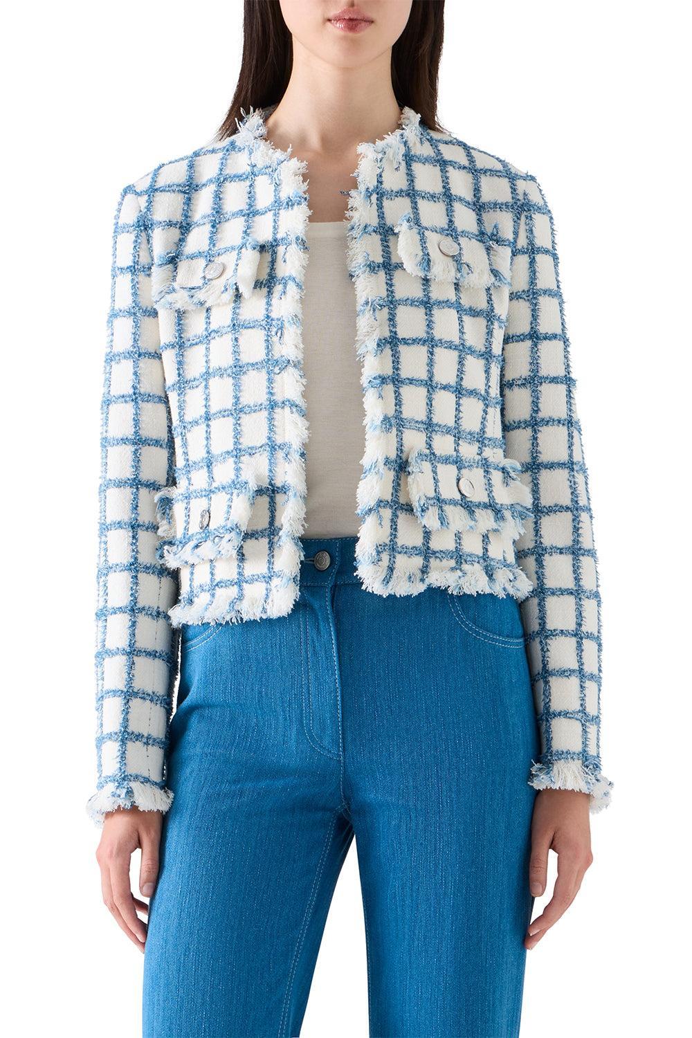Frayed Windowpane Tweed Jacket-NOVELTY-4-CLOTHINGJACKETCASUAL-AKRIS PUNTO
