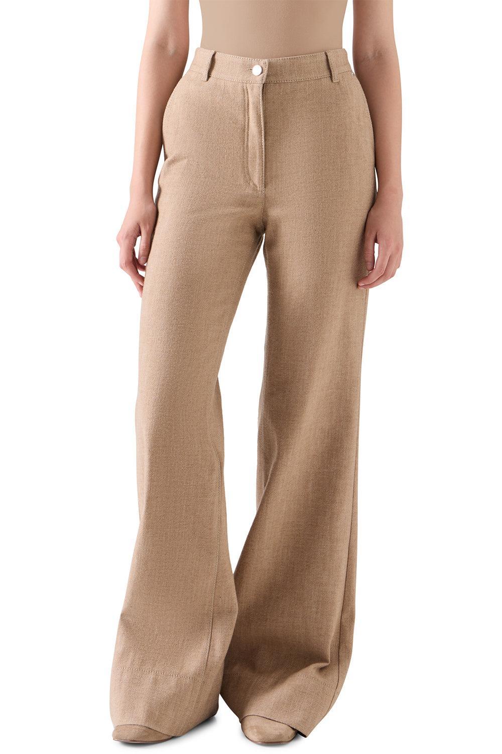 Celia Flared Pant-BROWN-4-CLOTHINGPANTWIDE LEG-AKRIS PUNTO