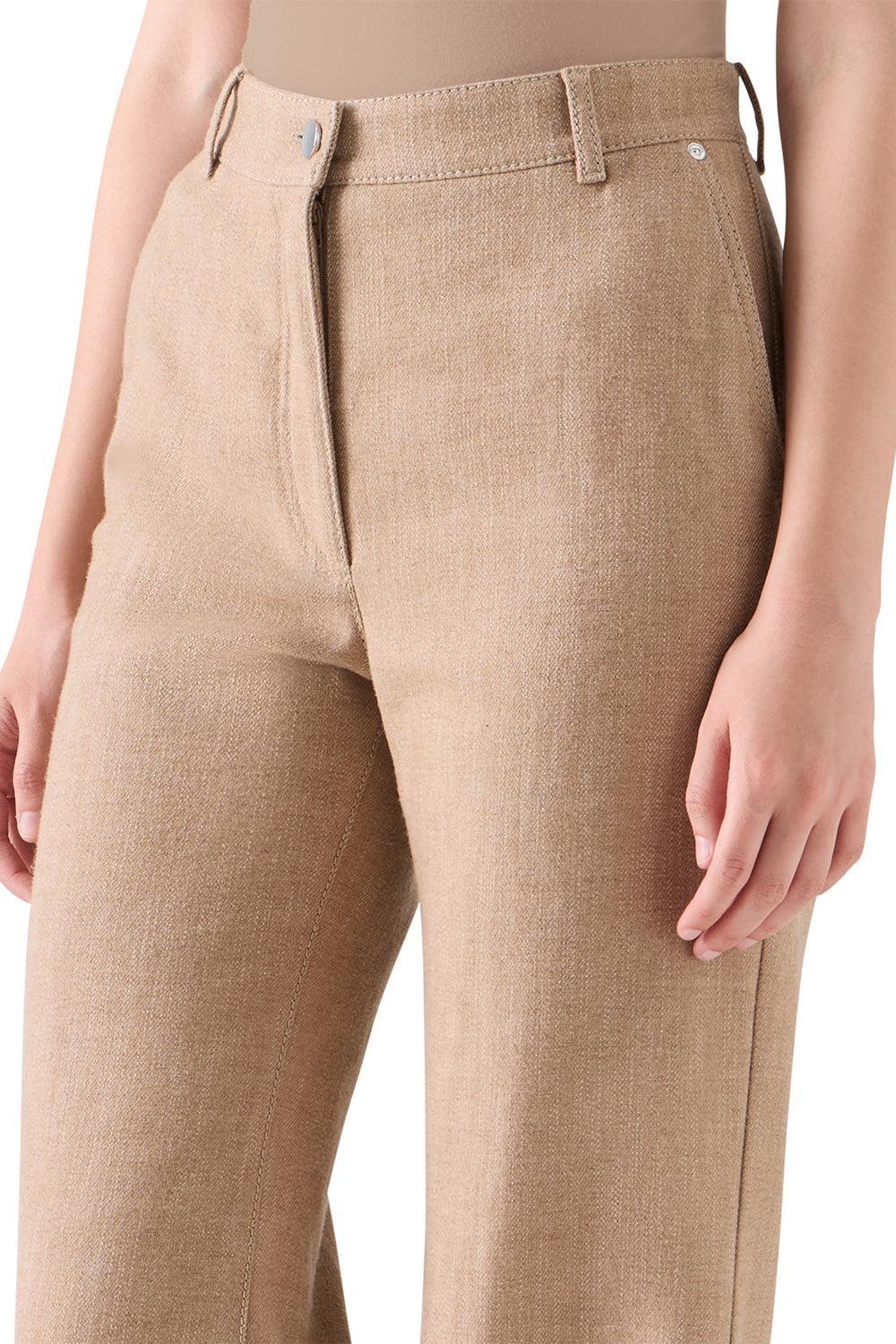 Celia Flared Pant-BROWN-4-CLOTHINGPANTWIDE LEG-AKRIS PUNTO