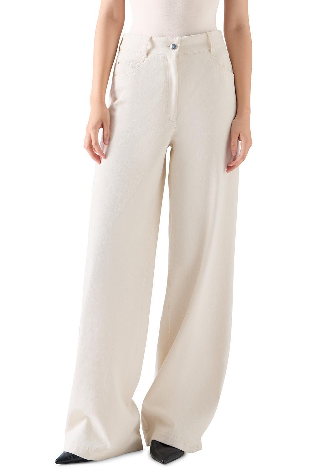Cooper Wide Leg Pant-CREAM-2-CLOTHINGPANTWIDE LEG-AKRIS PUNTO