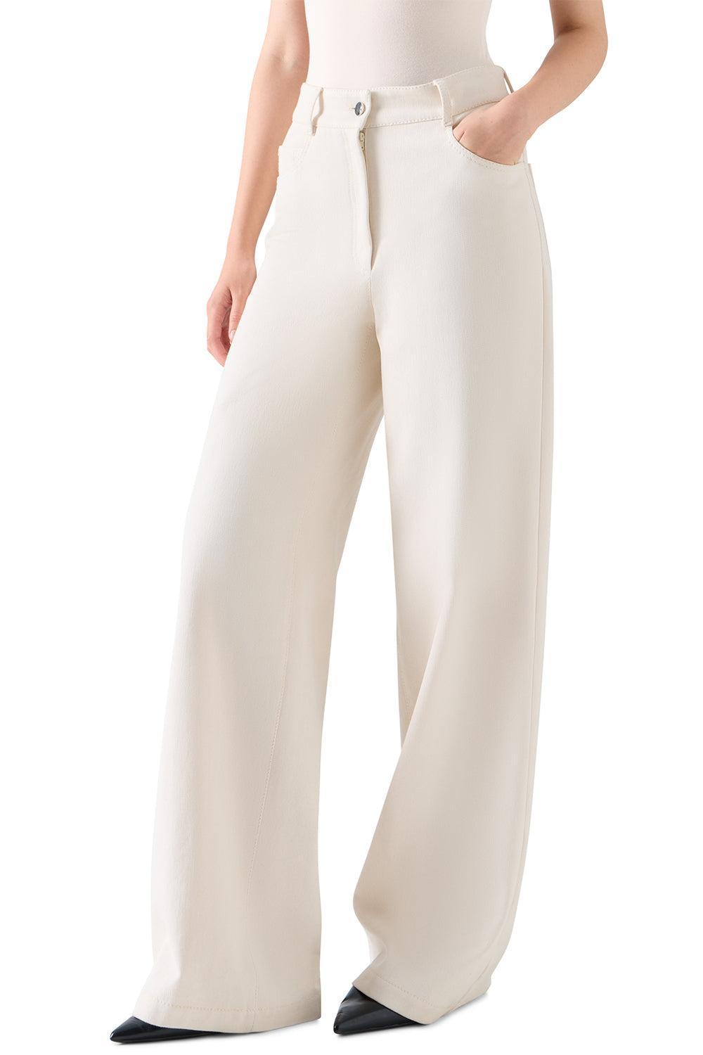 Cooper Wide Leg Pant-CREAM-2-CLOTHINGPANTWIDE LEG-AKRIS PUNTO