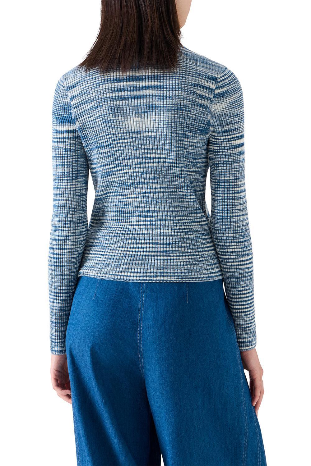 Long Sleeve Ribbed Cardigan-BLUE-2-CLOTHINGTOPCARDIGAN-AKRIS PUNTO