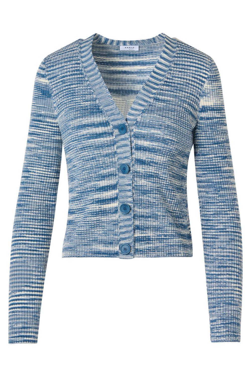  Long Sleeve Ribbed Cardigan-BLUE-2-CLOTHINGTOPCARDIGAN-AKRIS PUNTO 