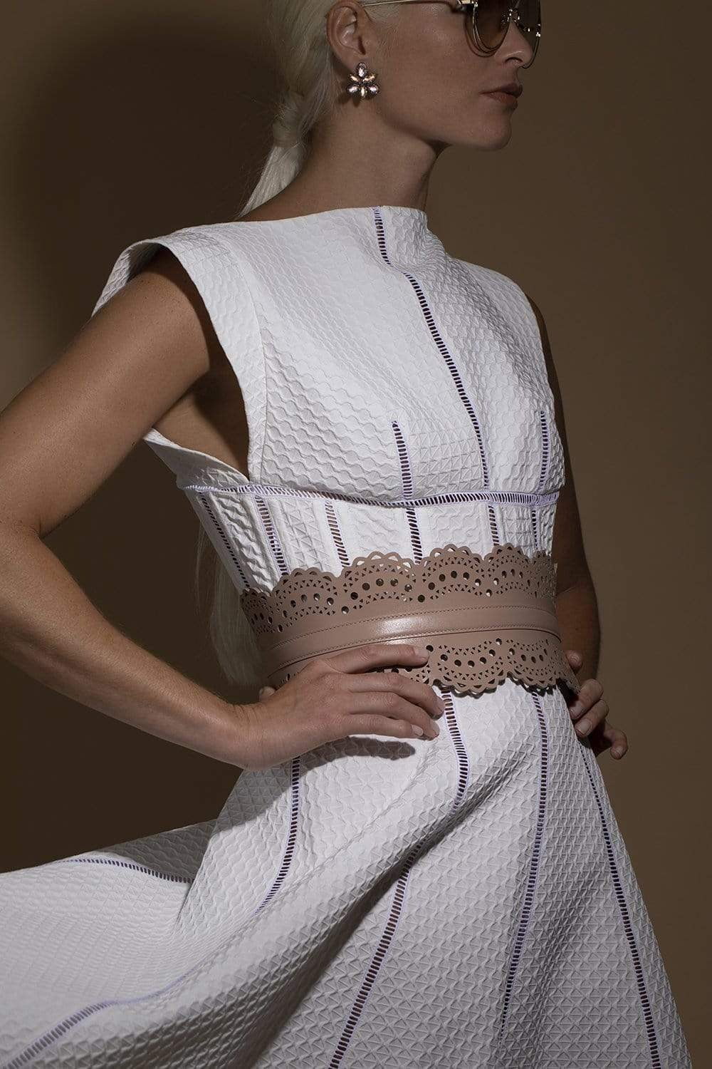 ALAÏA-Sandy Openwork Leather Corset Belt-
