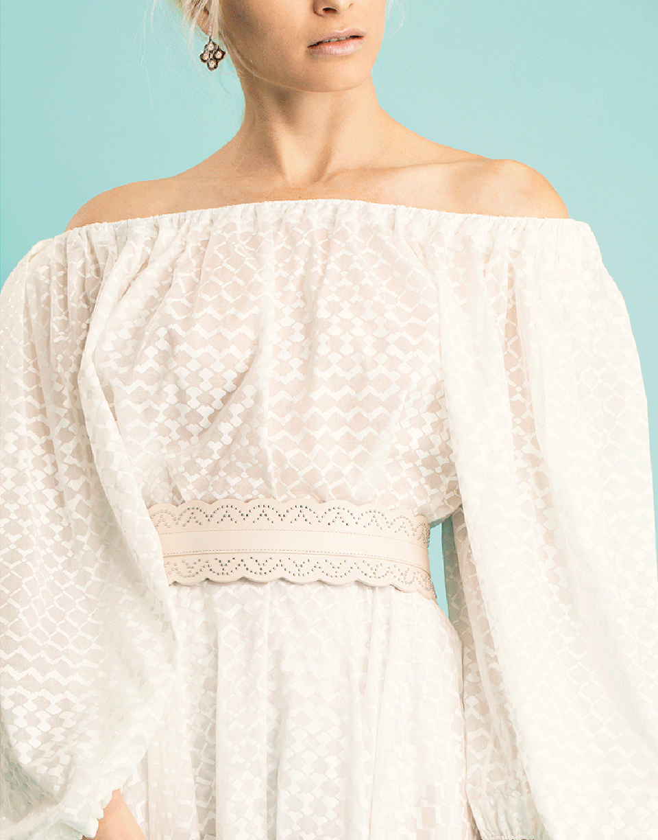 ALAÏA-White Studded Waist Belt-