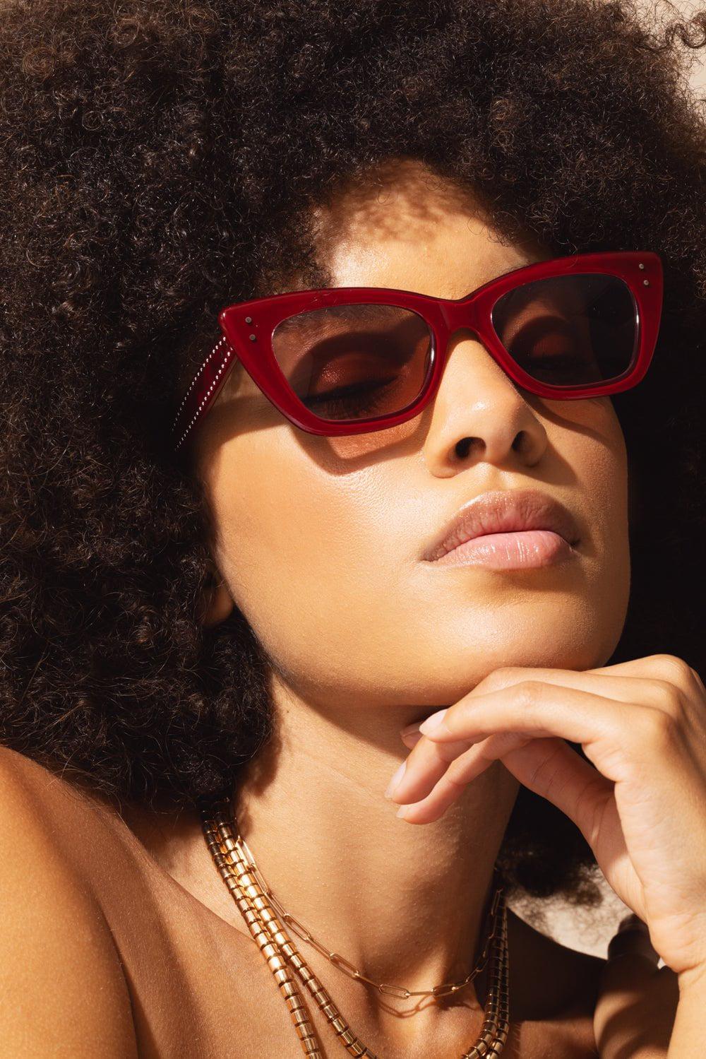 ALAÏA-Rounded Cateye Sunglasses-RED