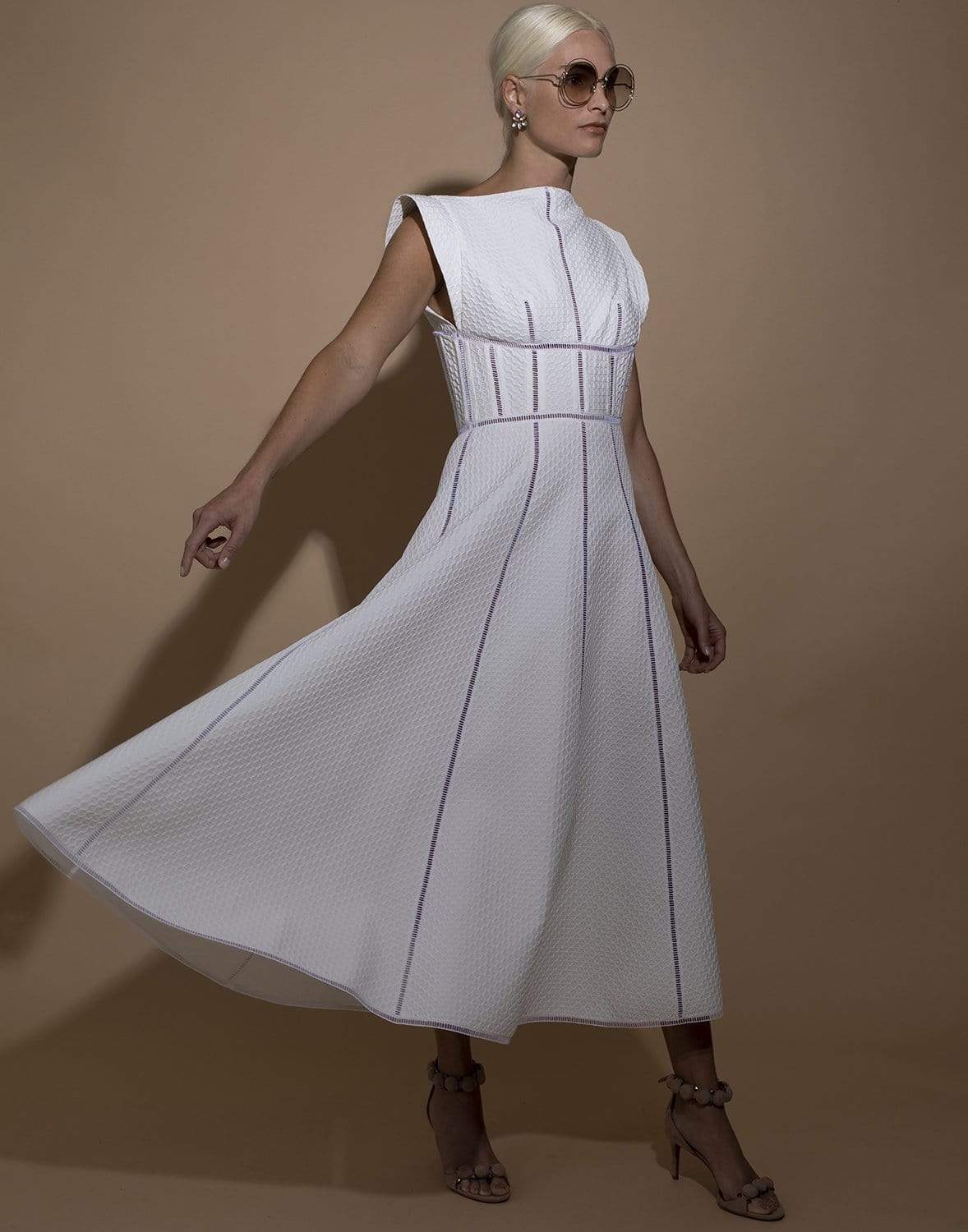 ALAÏA-Cotton Waffle Midi Dress-