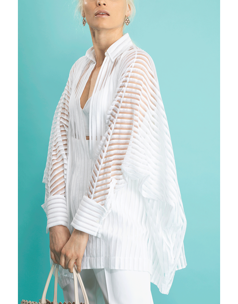 ALAÏA-Sheer Stripe Oversized Blouse-