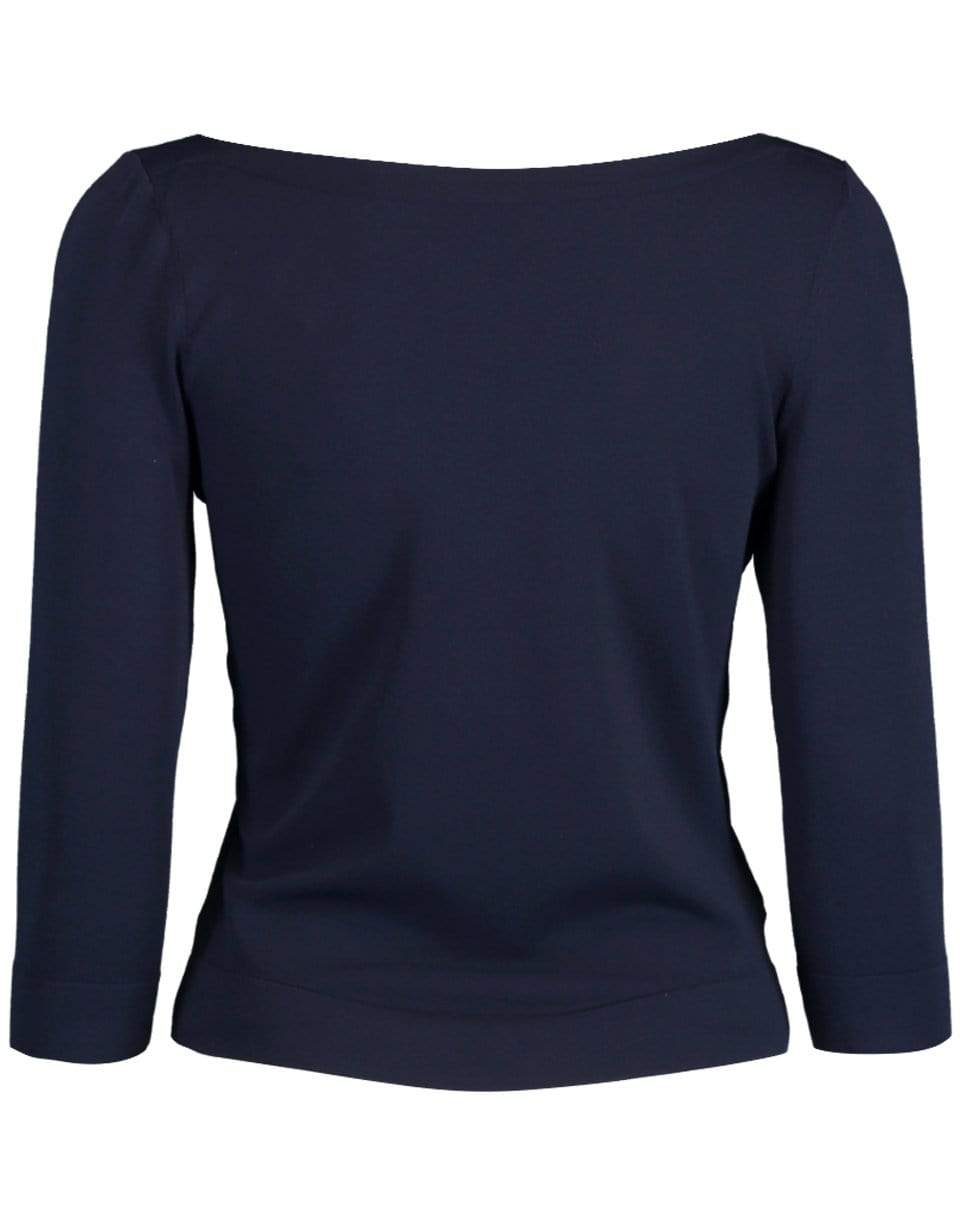 ALAÏA-Three-Quarter Sleeve Boatneck Top-