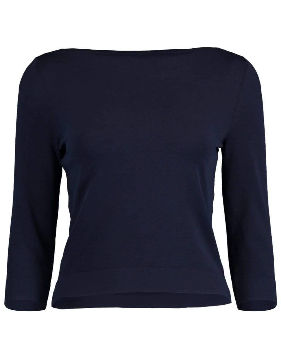 ALAÏA-Three-Quarter Sleeve Boatneck Top-