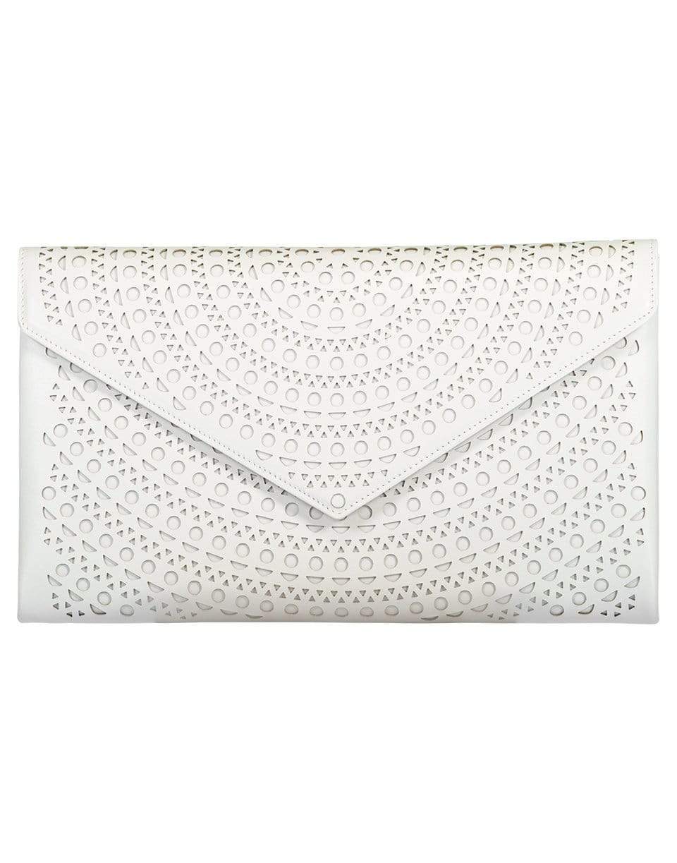 ALAÏA-Blanc Oum 26 Leather Laser Cut Clutch-BLANC