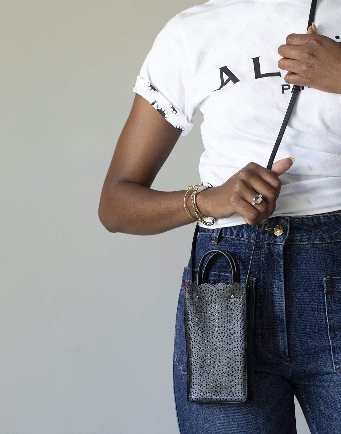 ALAÏA-Garance Mic2 Phone Bag-NOIR