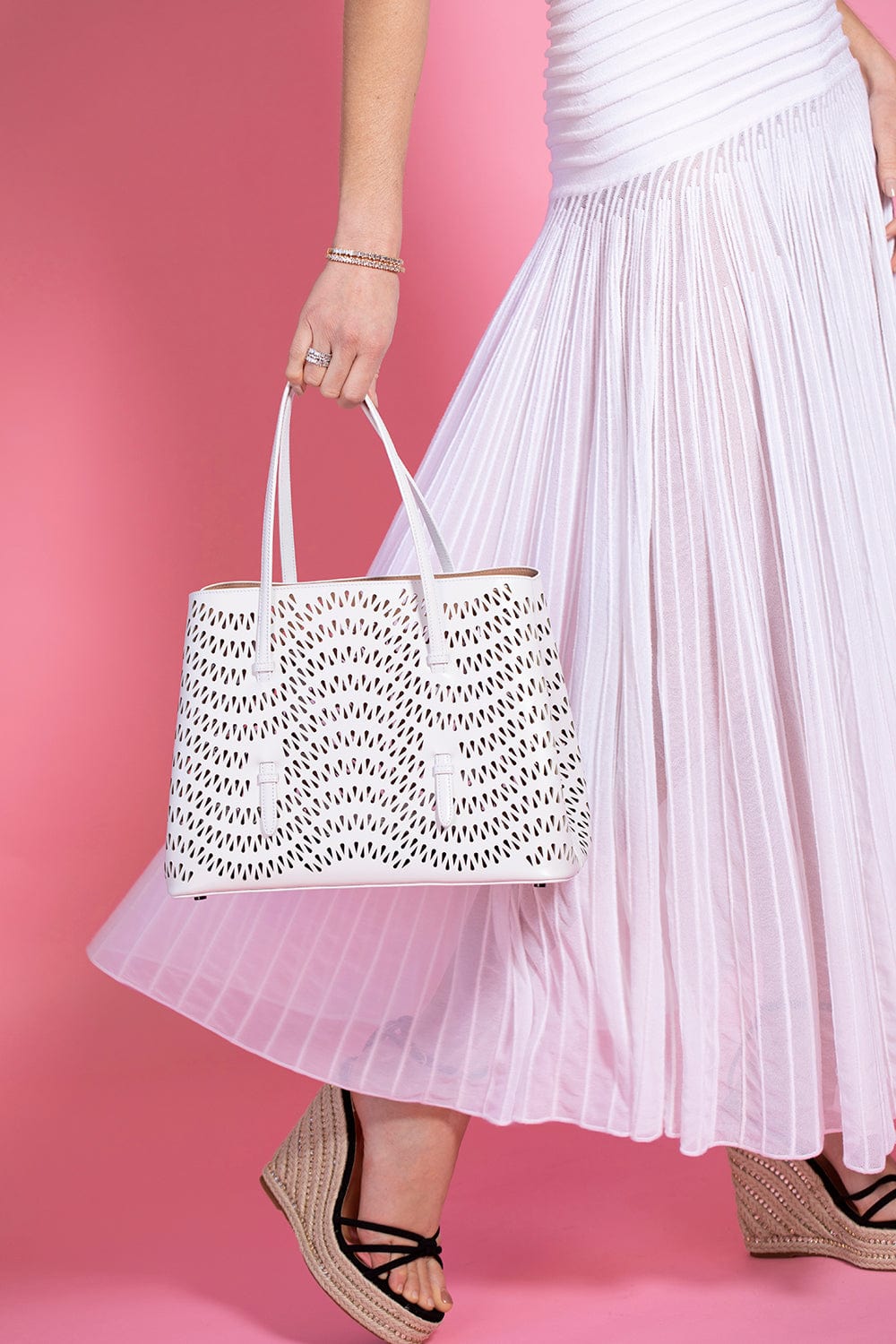 ALAÏA-Mina Bag - Blanc-BLANC
