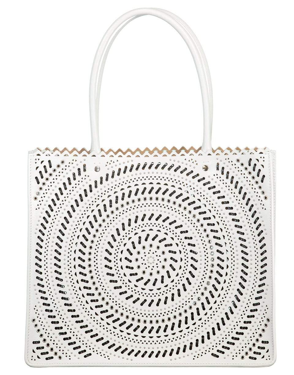 ALAÏA-Blanc Noir Garance 28 Leather Bag-WHT/BLK