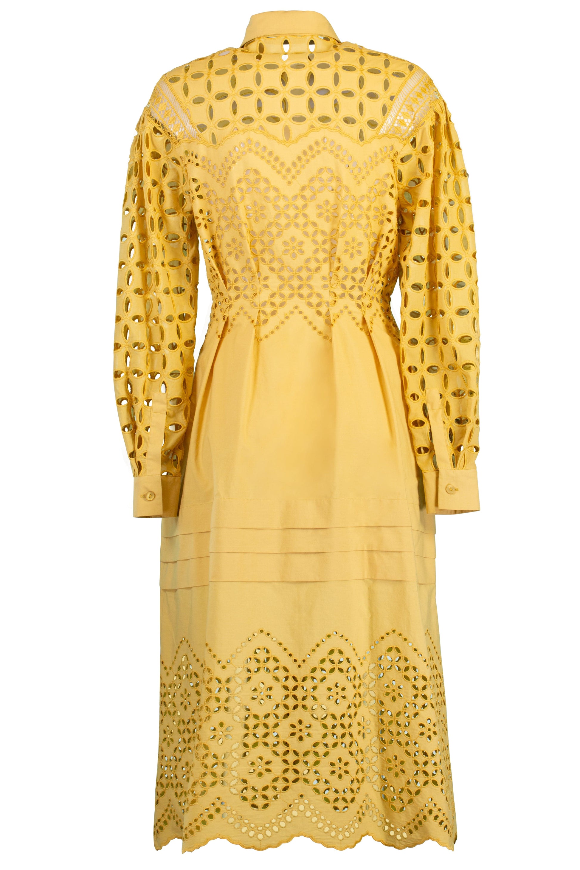 ALBERTA FERRETTI-Long Sleeve Eyelet Midi Dress-