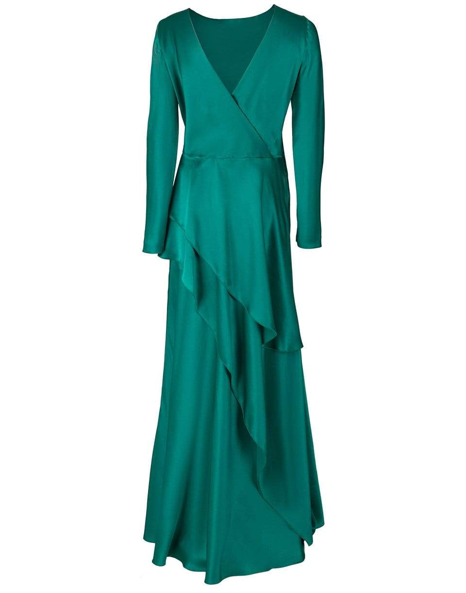 ALBERTA FERRETTI-Long Sleeve Bateau Long V-Back Dress-