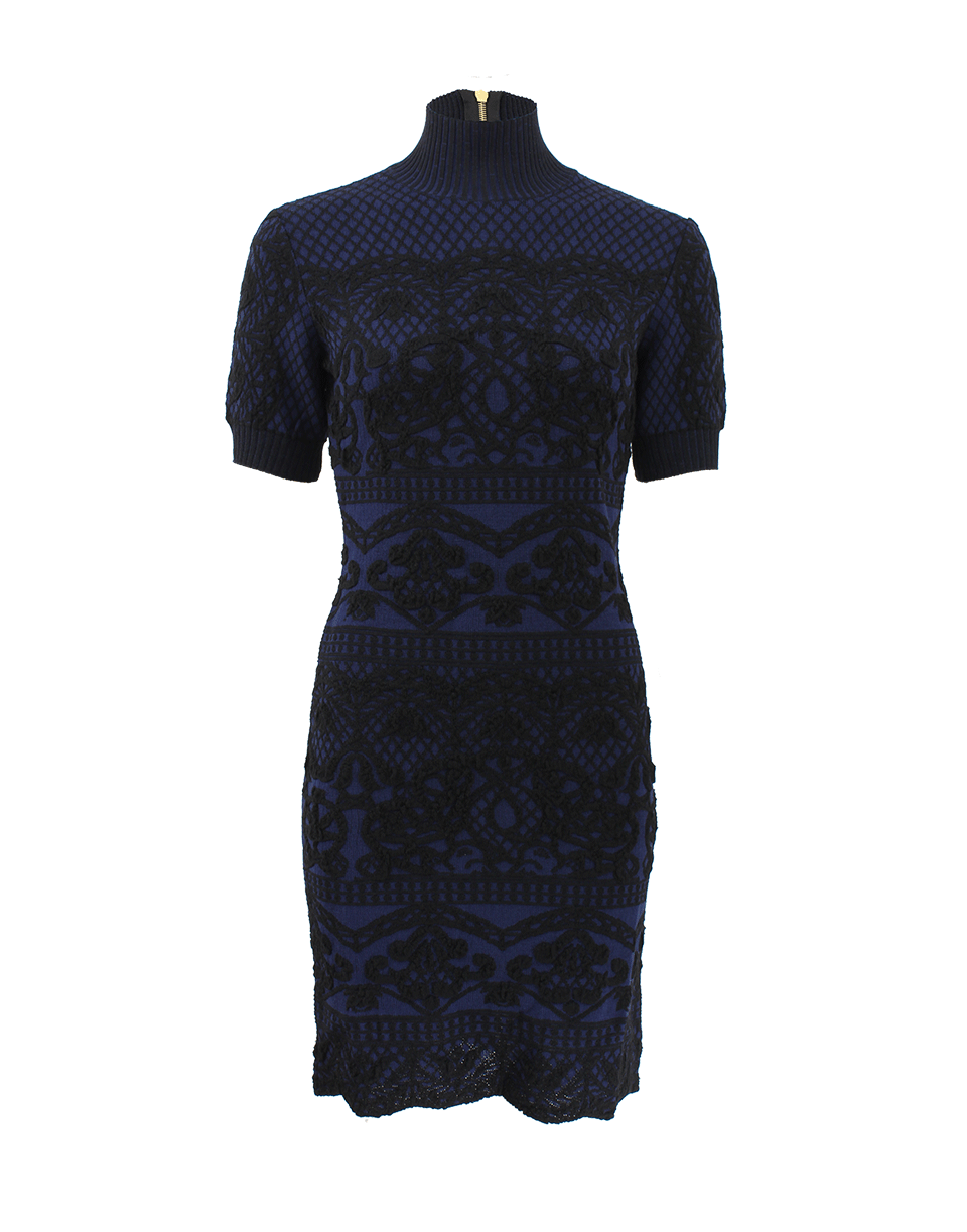 ALBERTA FERRETTI-Turtleneck Print Dress-