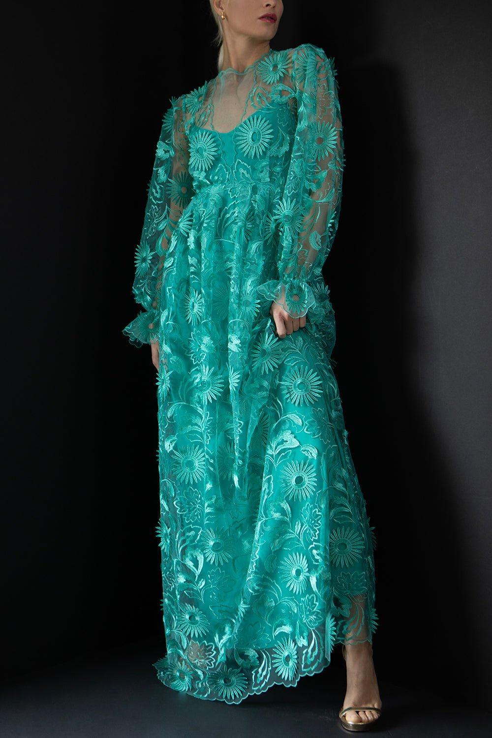 ALBERTA FERRETTI-Embroidered Tulle Gown-