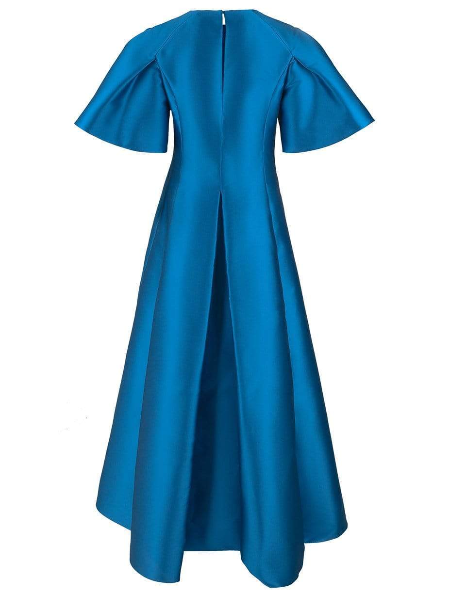 ALBERTA FERRETTI-Exaggerated Sleeve Evening Gown-TURQ
