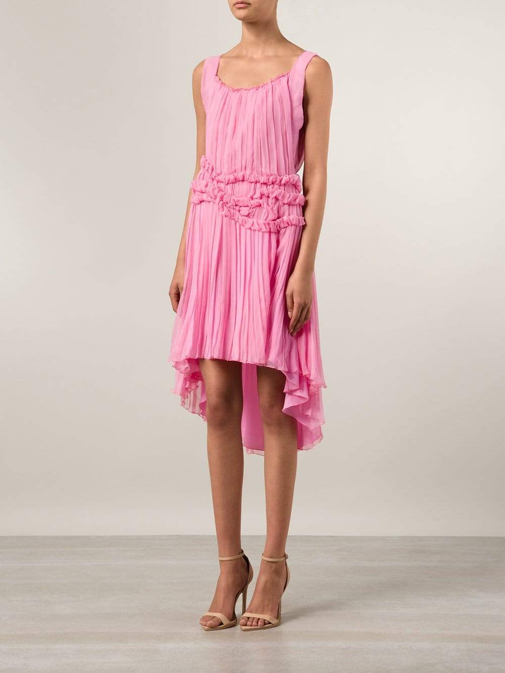 ALBERTA FERRETTI-Chiffon High Low Dress-PINK