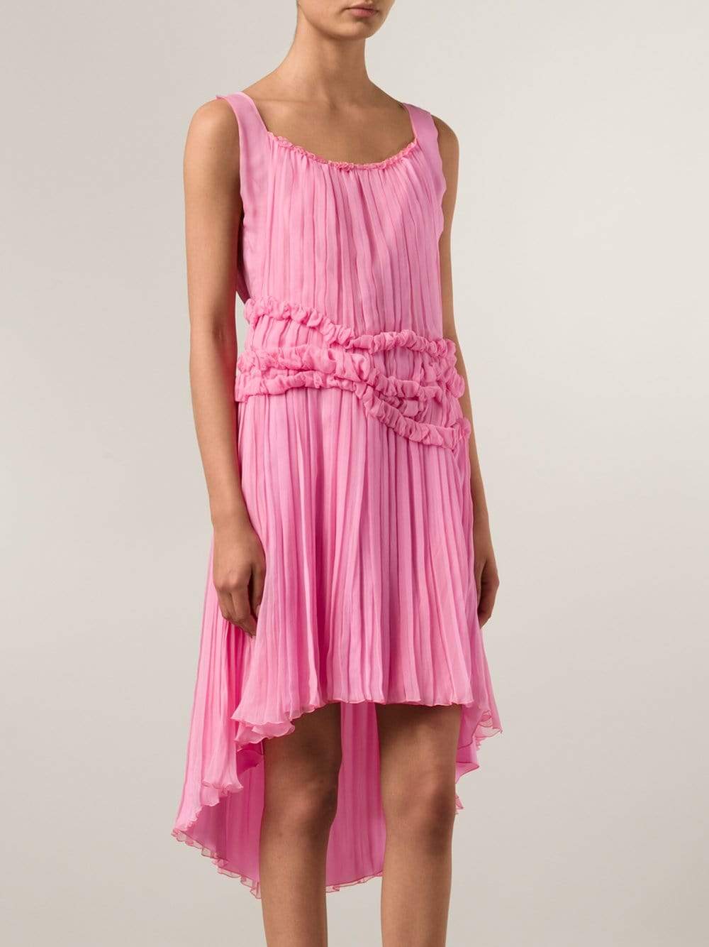 ALBERTA FERRETTI-Chiffon High Low Dress-PINK