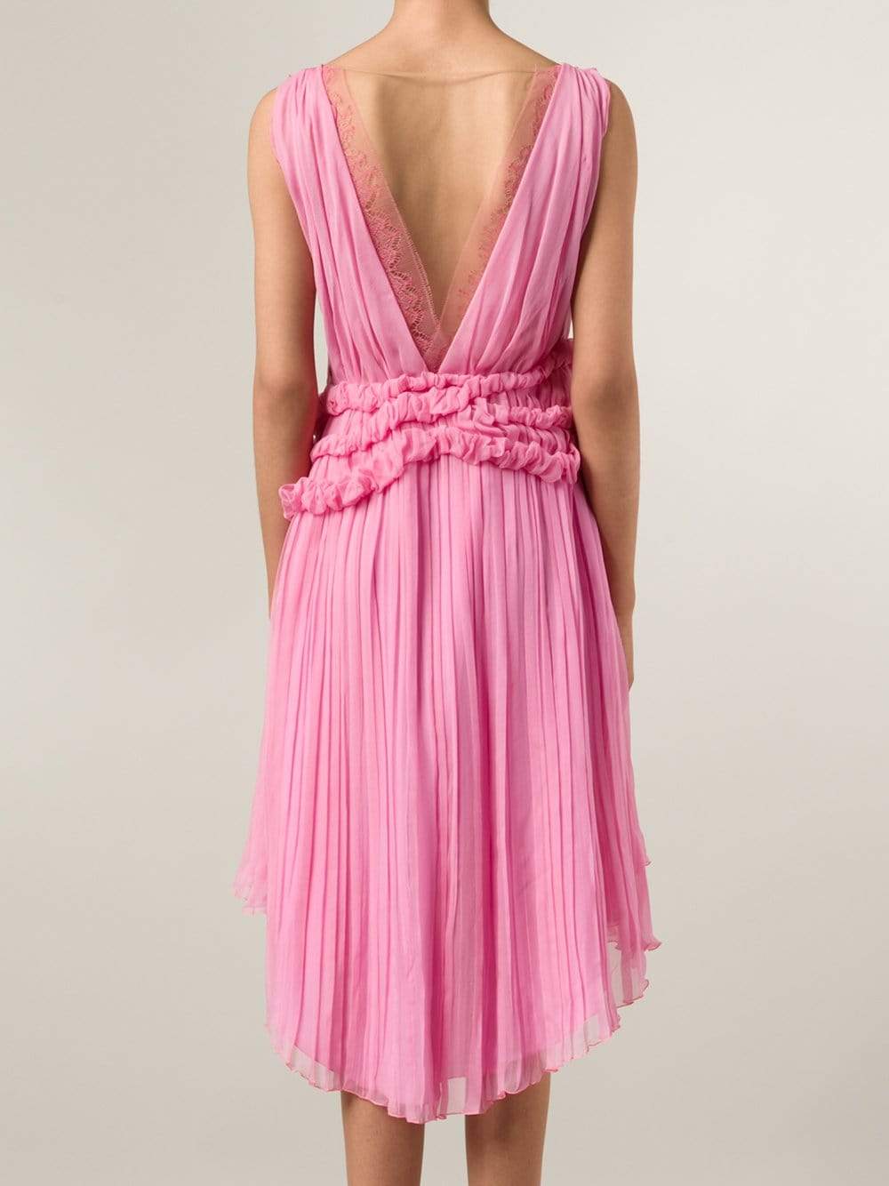 ALBERTA FERRETTI-Chiffon High Low Dress-PINK