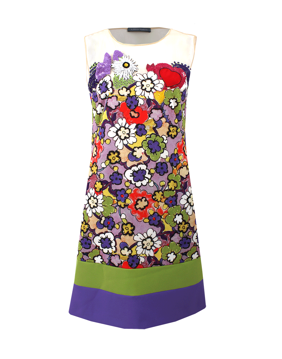 ALBERTA FERRETTI-Violet Print Dress-VIOLET