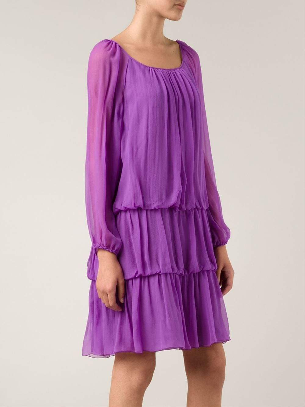 ALBERTA FERRETTI-Tiered Boho Dress-