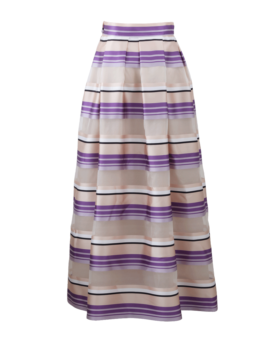 ALBERTA FERRETTI-Jacquard Striped Chiffon Skirt-WHITE