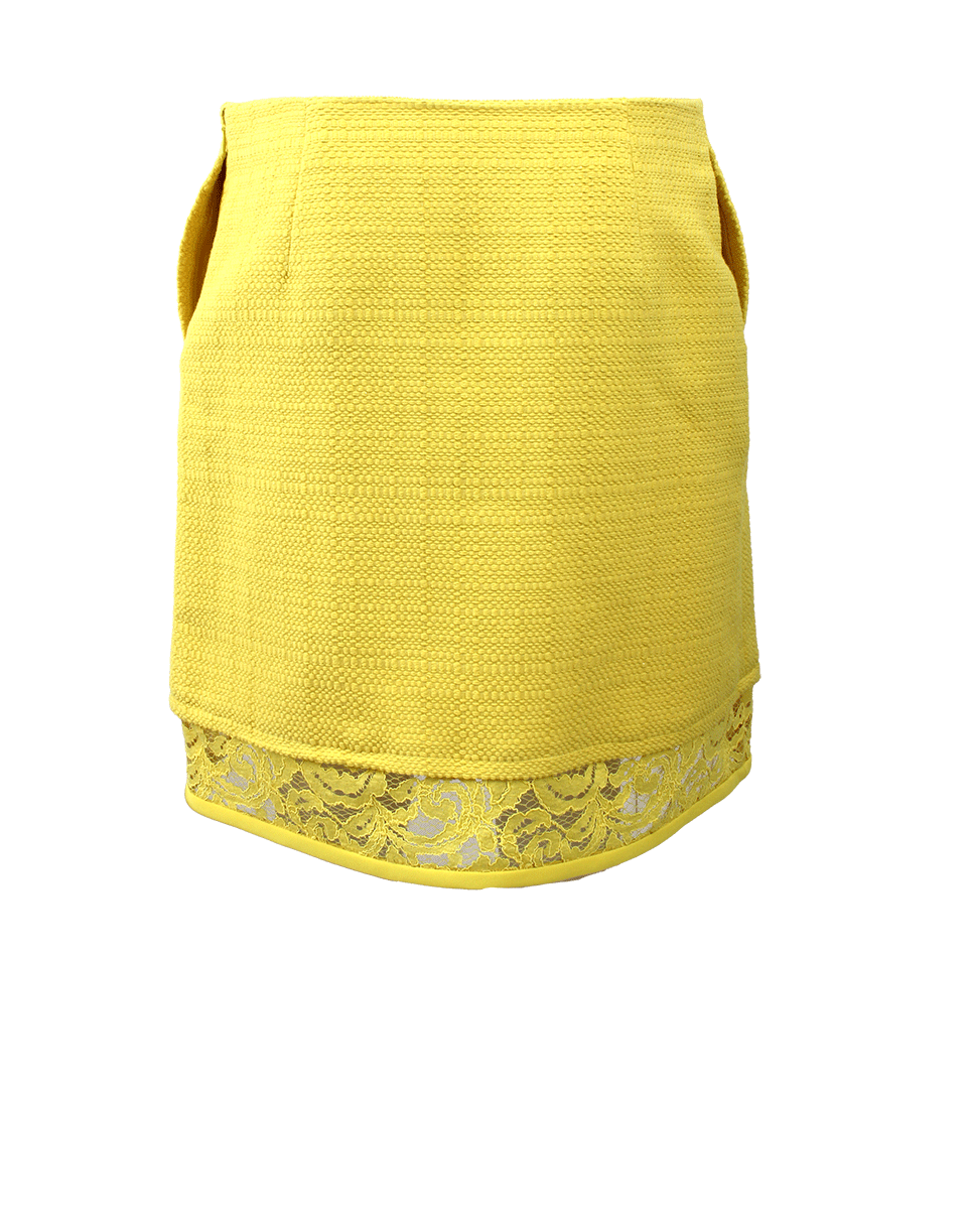 ALBERTA FERRETTI-Tweed And Lace Skirt-YELLOW
