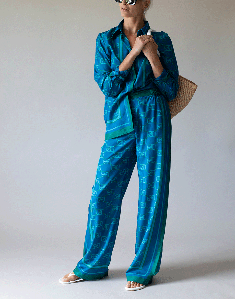 ALBERTA FERRETTI-Fantasy Blue AF Silk Printed Blouse-