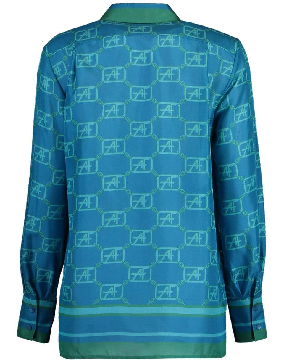 ALBERTA FERRETTI-Fantasy Blue AF Silk Printed Blouse-