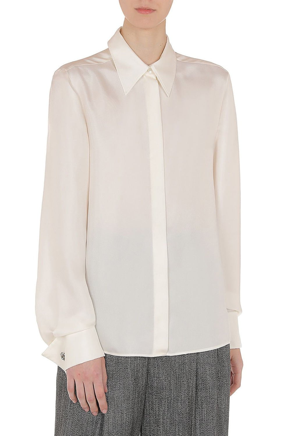 ALBERTA FERRETTI-Jewel Cuff Link Button Down Blouse-