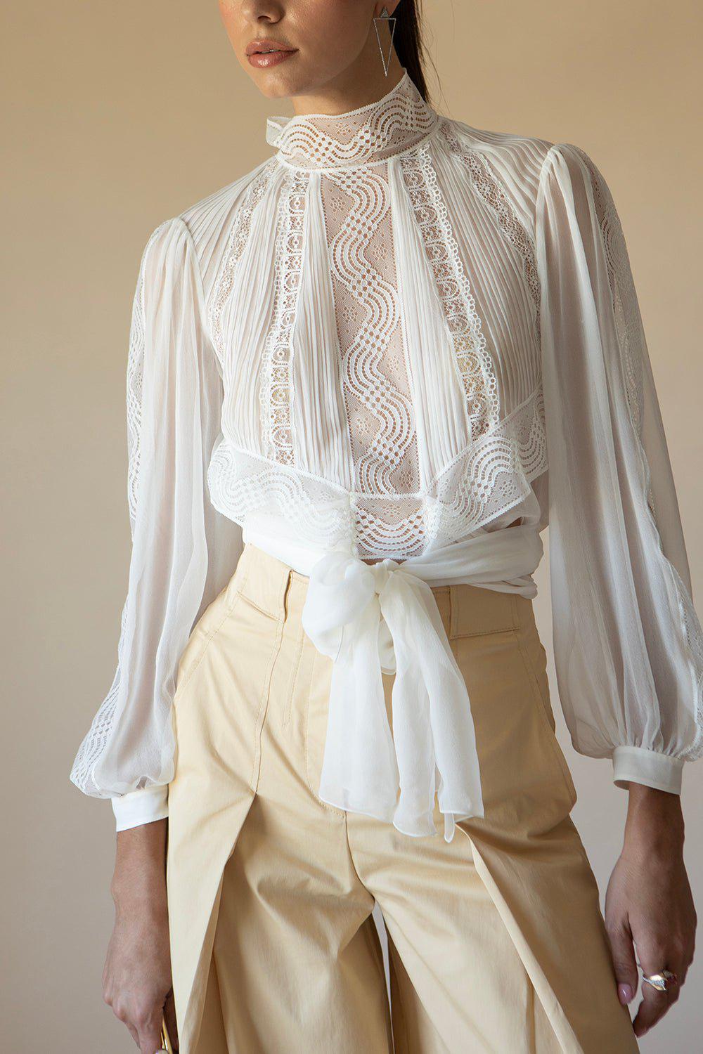 ALBERTA FERRETTI-Mockneck Crop Top-