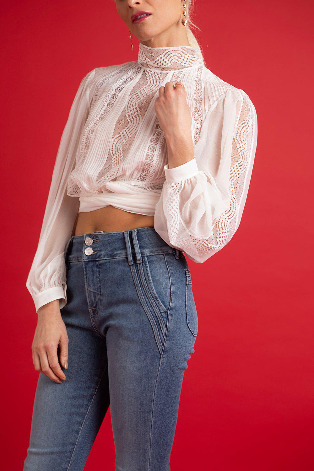 ALBERTA FERRETTI-Mockneck Crop Top-