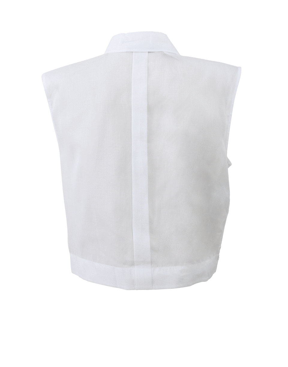 ALBERTA FERRETTI-Voile Cropped Blouse-WHITE