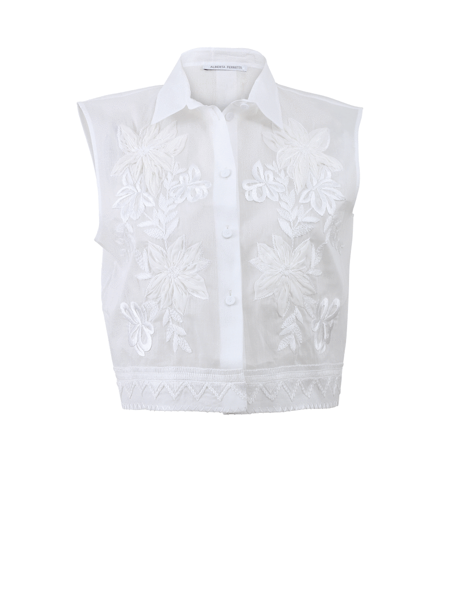 ALBERTA FERRETTI-Voile Cropped Blouse-WHITE