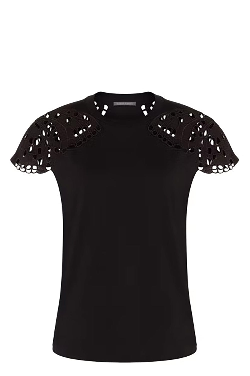 ALBERTA FERRETTI-Butterfly Eyelet T Shirt - Black-
